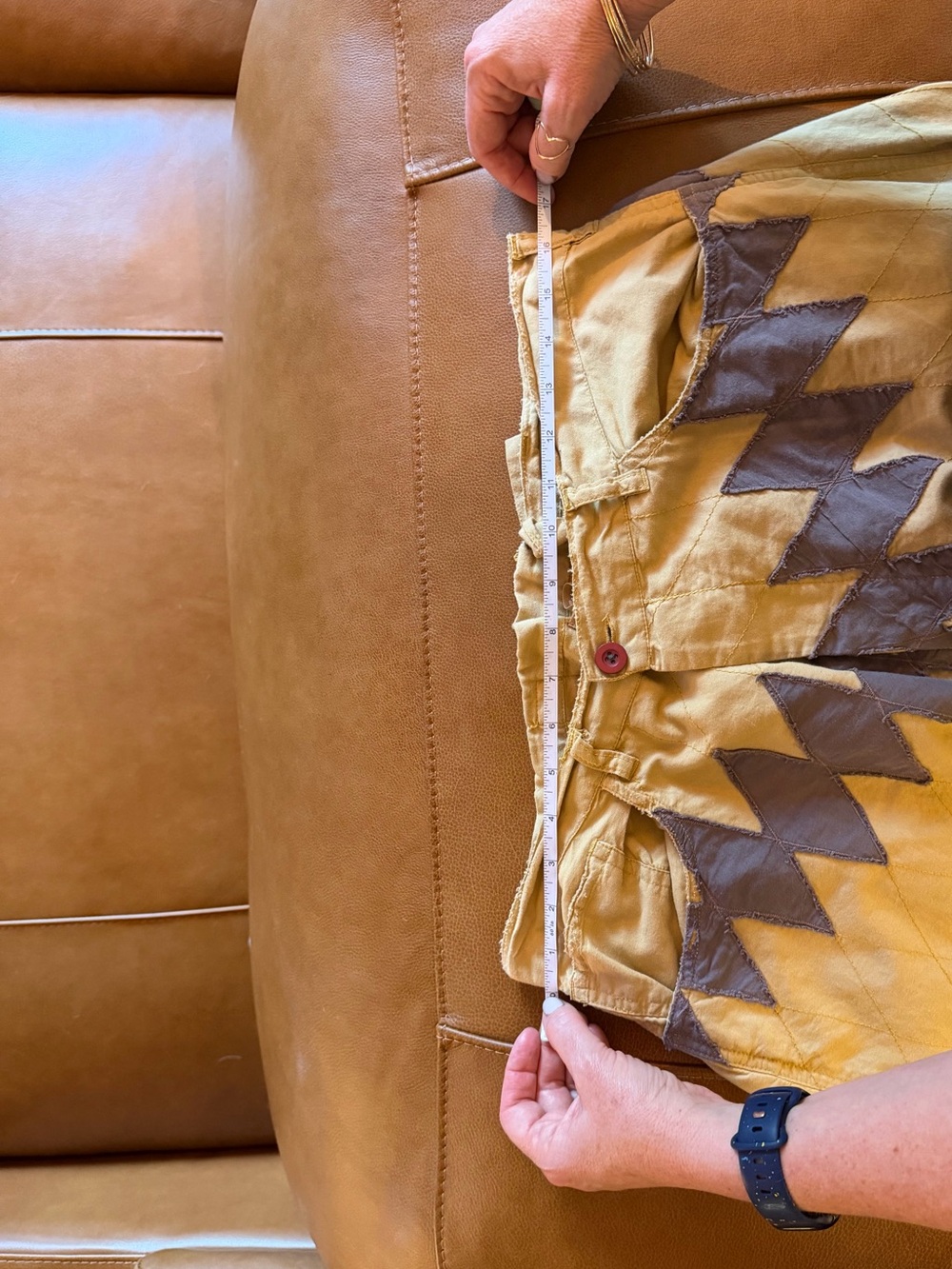 Magnolia Pearl tan soft yellow & grey patchwork pants - Picture 9 of 10